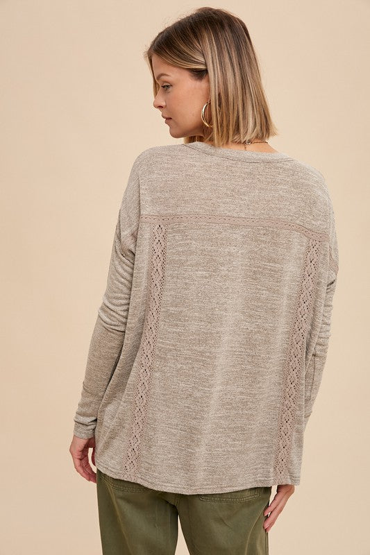 Hacey Lace Henley - Straight & Arrow Boutique