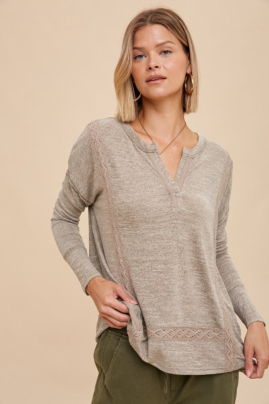 Hacey Lace Henley - Straight & Arrow Boutique