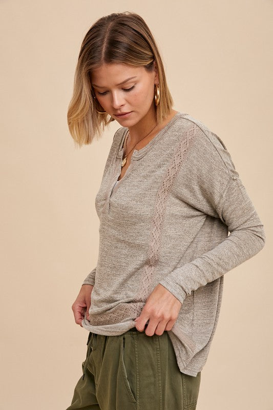Hacey Lace Henley - Straight & Arrow Boutique