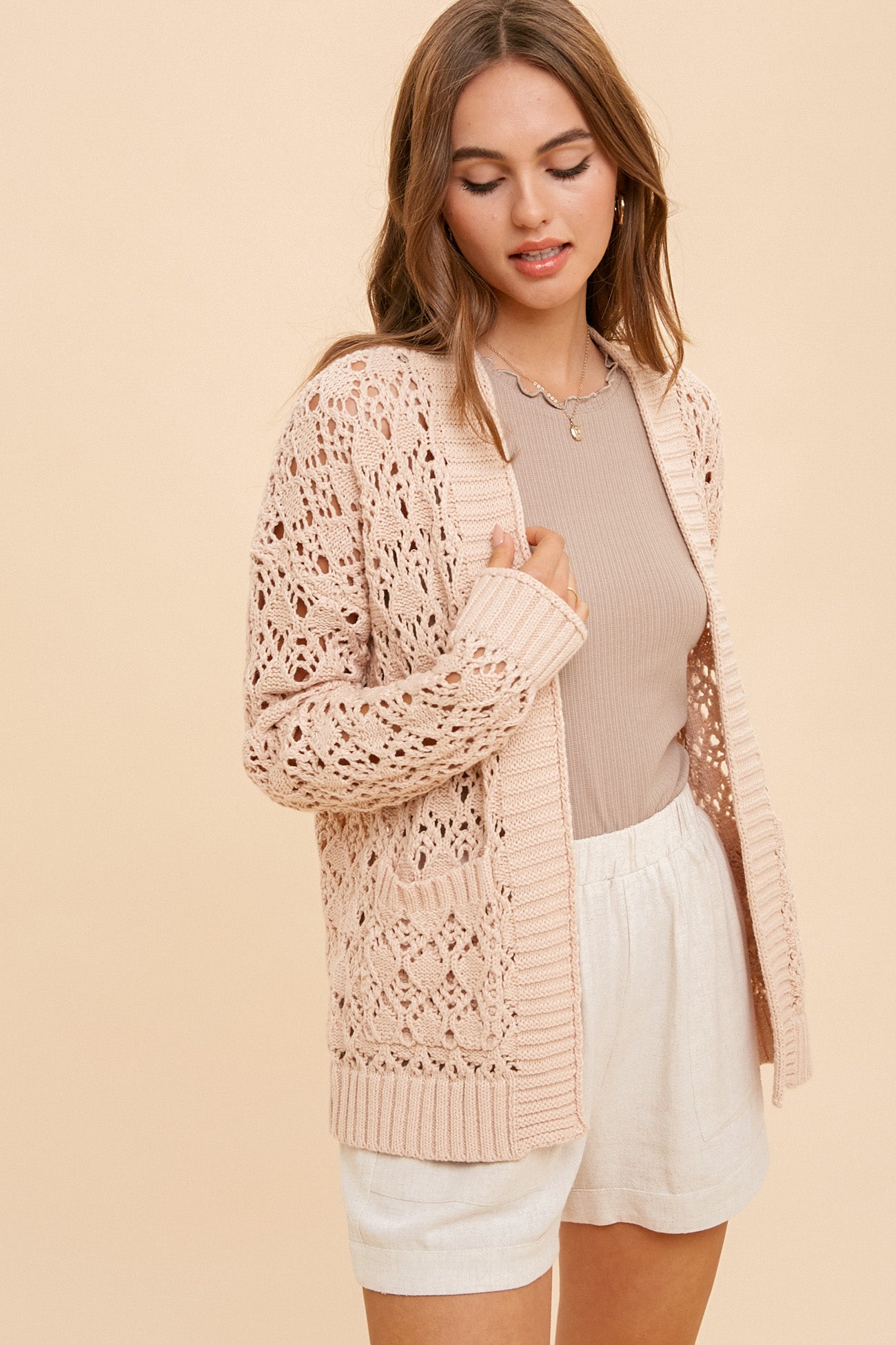 Avril Open Knit Cardi - Straight & Arrow Boutique