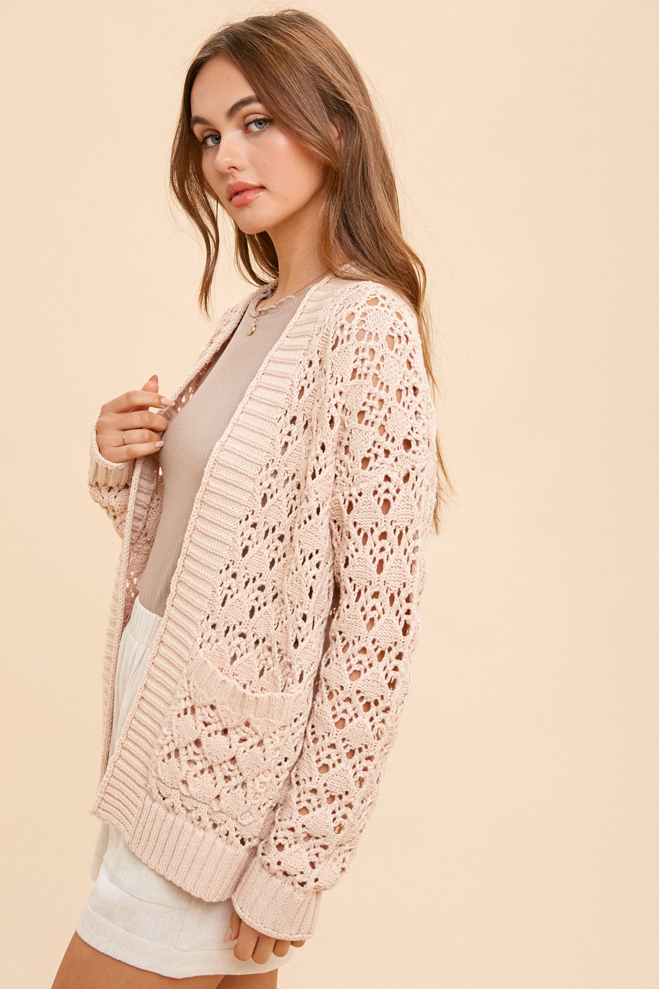 Avril Open Knit Cardi - Straight & Arrow Boutique