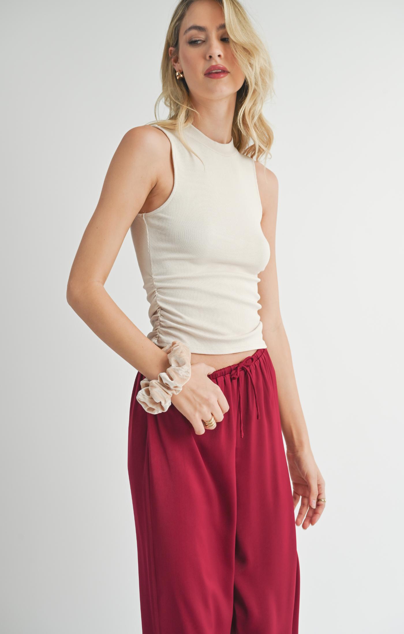 Ronan Mock Neck Ruched Knit Tank - Straight & Arrow Boutique
