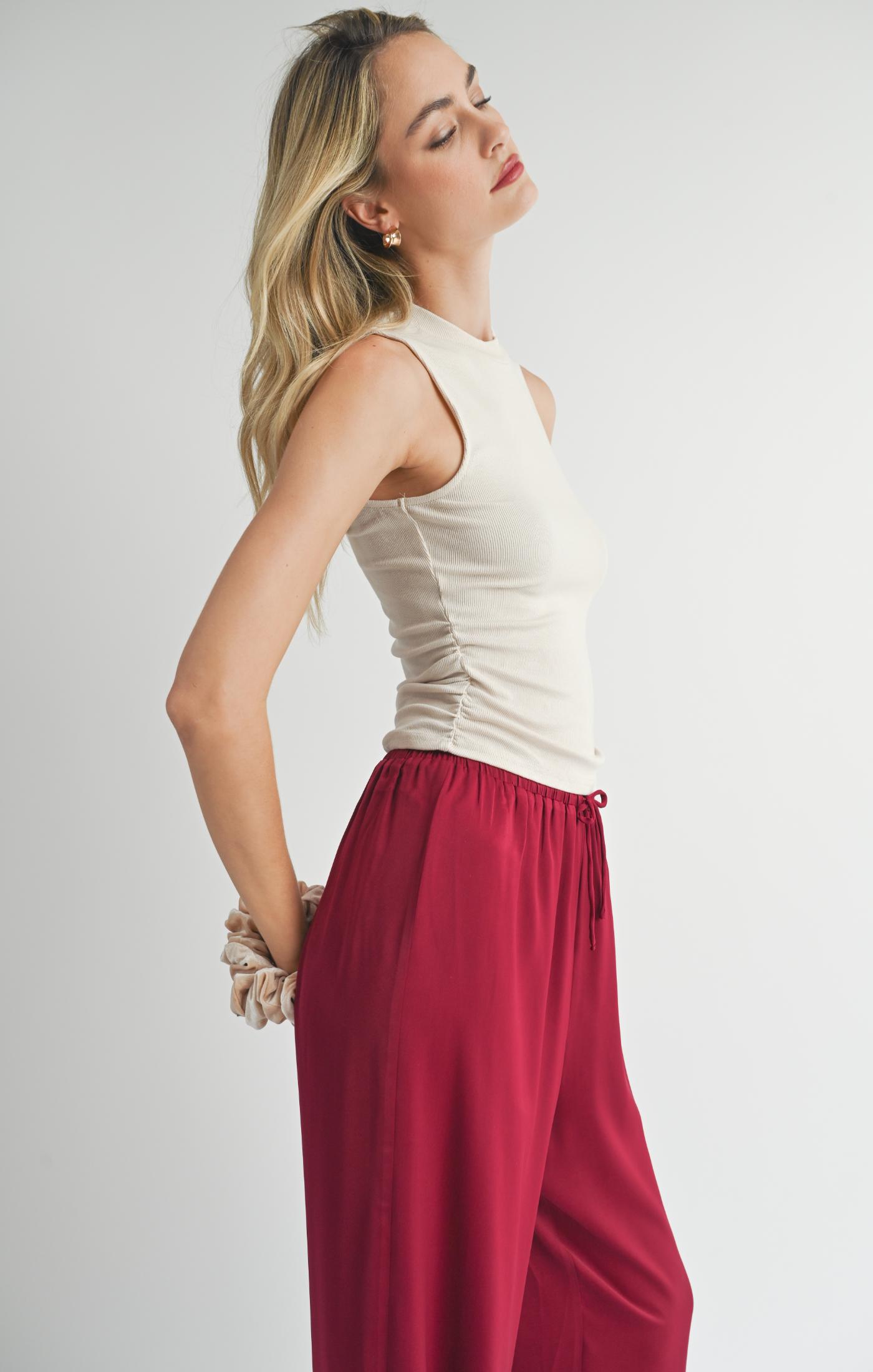 Ronan Mock Neck Ruched Knit Tank - Straight & Arrow Boutique