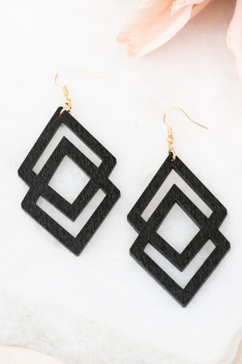 Black Wooden Earrings - Straight & Arrow Boutique