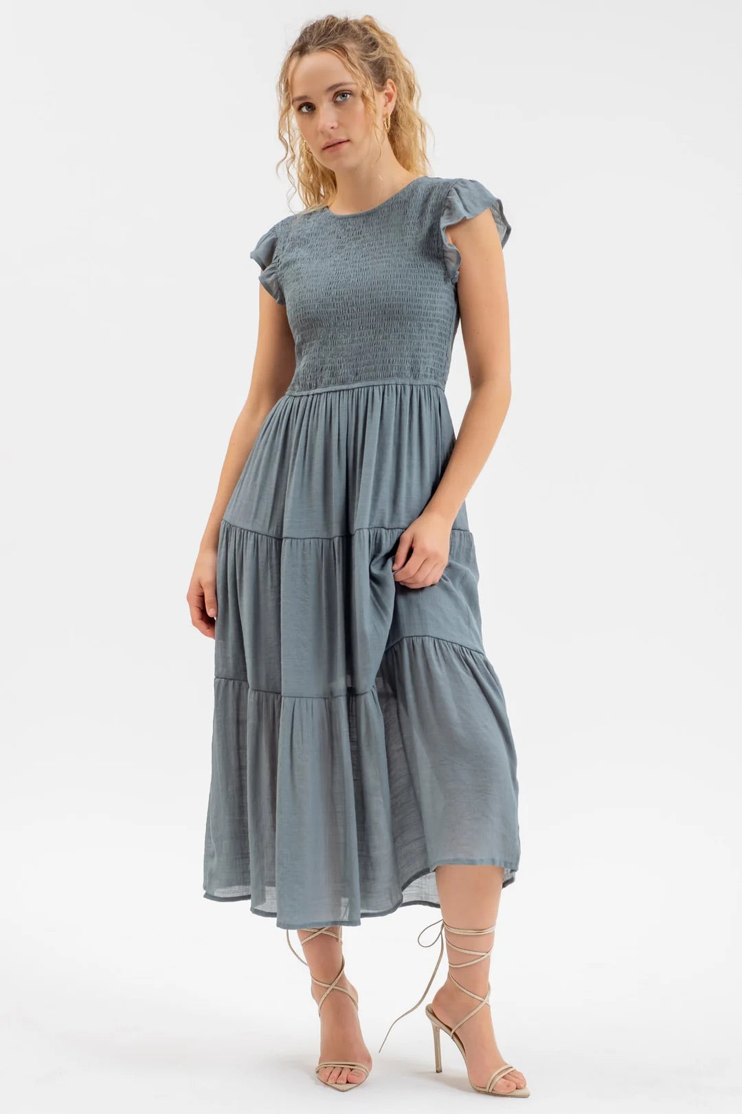 Paytin Smocked Tiered Midi Dress - Straight & Arrow Boutique