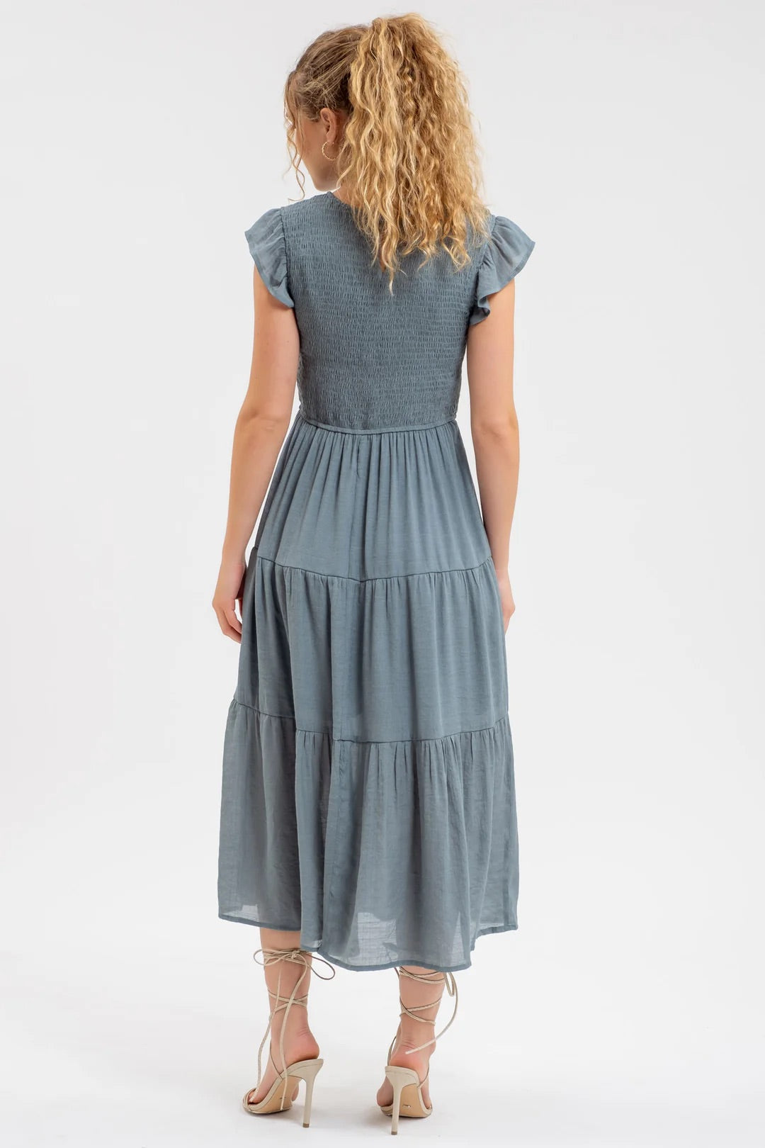 Paytin Smocked Tiered Midi Dress - Straight & Arrow Boutique