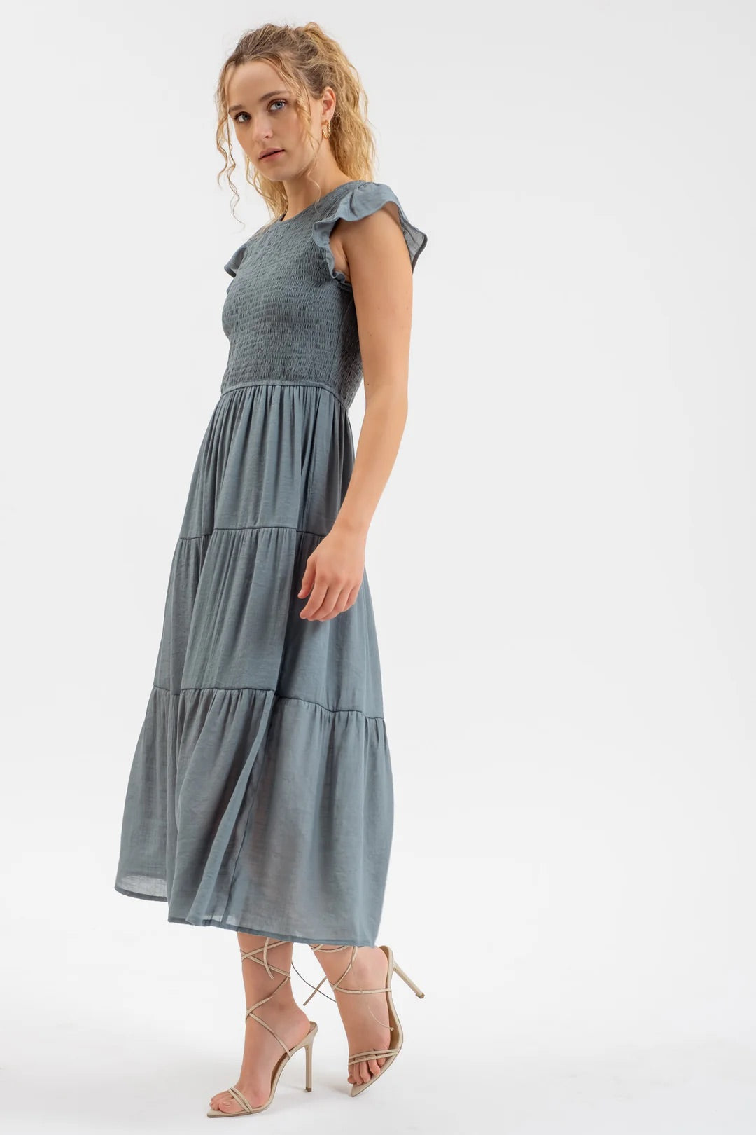 Paytin Smocked Tiered Midi Dress - Straight & Arrow Boutique