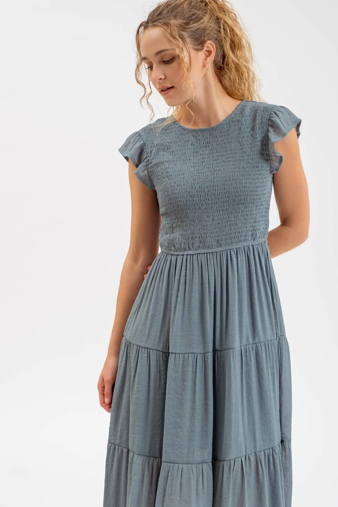 Paytin Smocked Tiered Midi Dress - Straight & Arrow Boutique