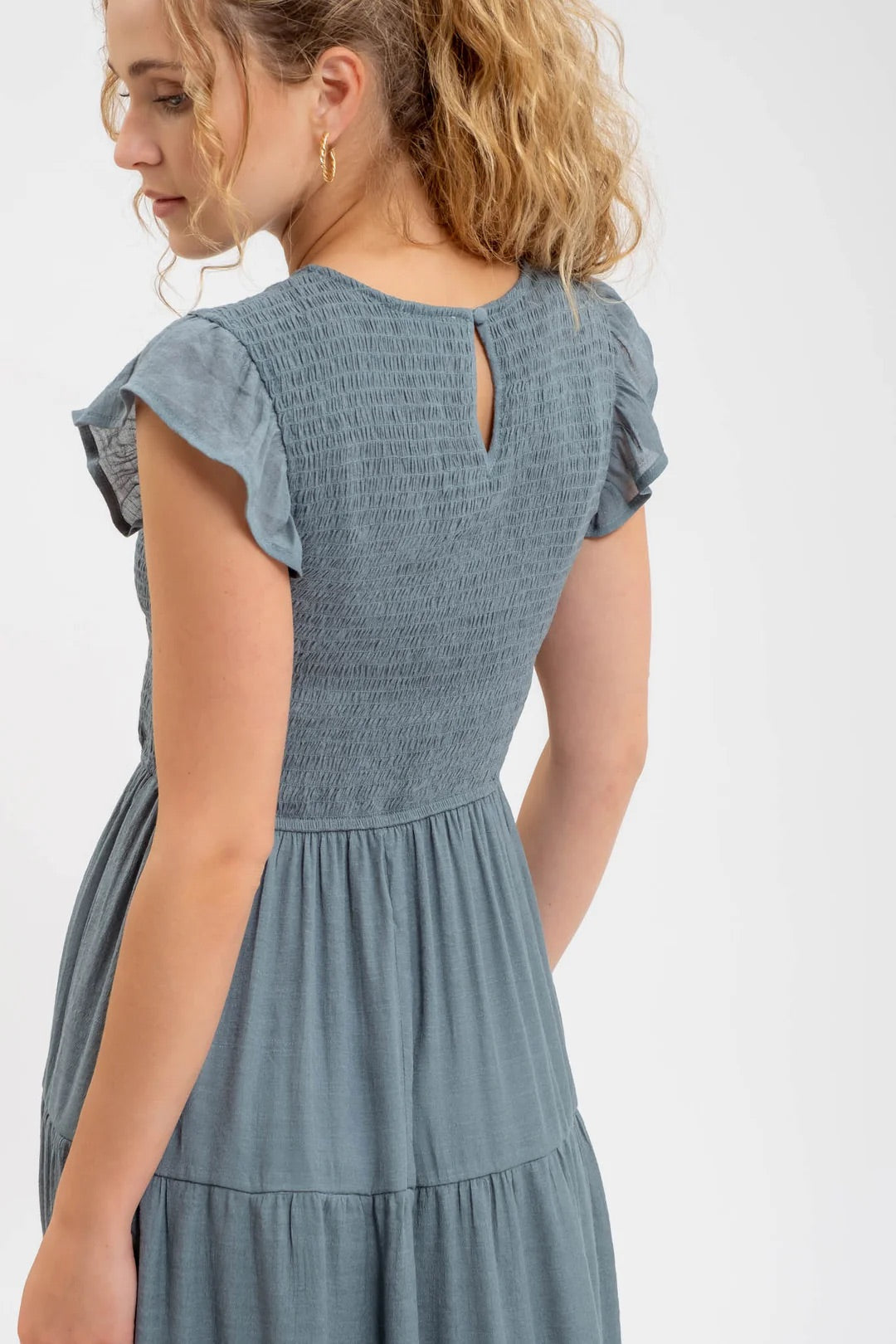 Paytin Smocked Tiered Midi Dress - Straight & Arrow Boutique