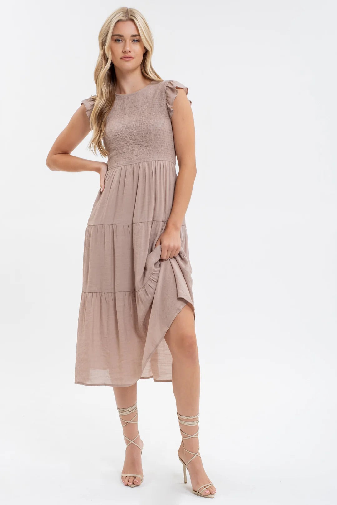 Paytin Smocked Tiered Midi Dress - Straight & Arrow Boutique