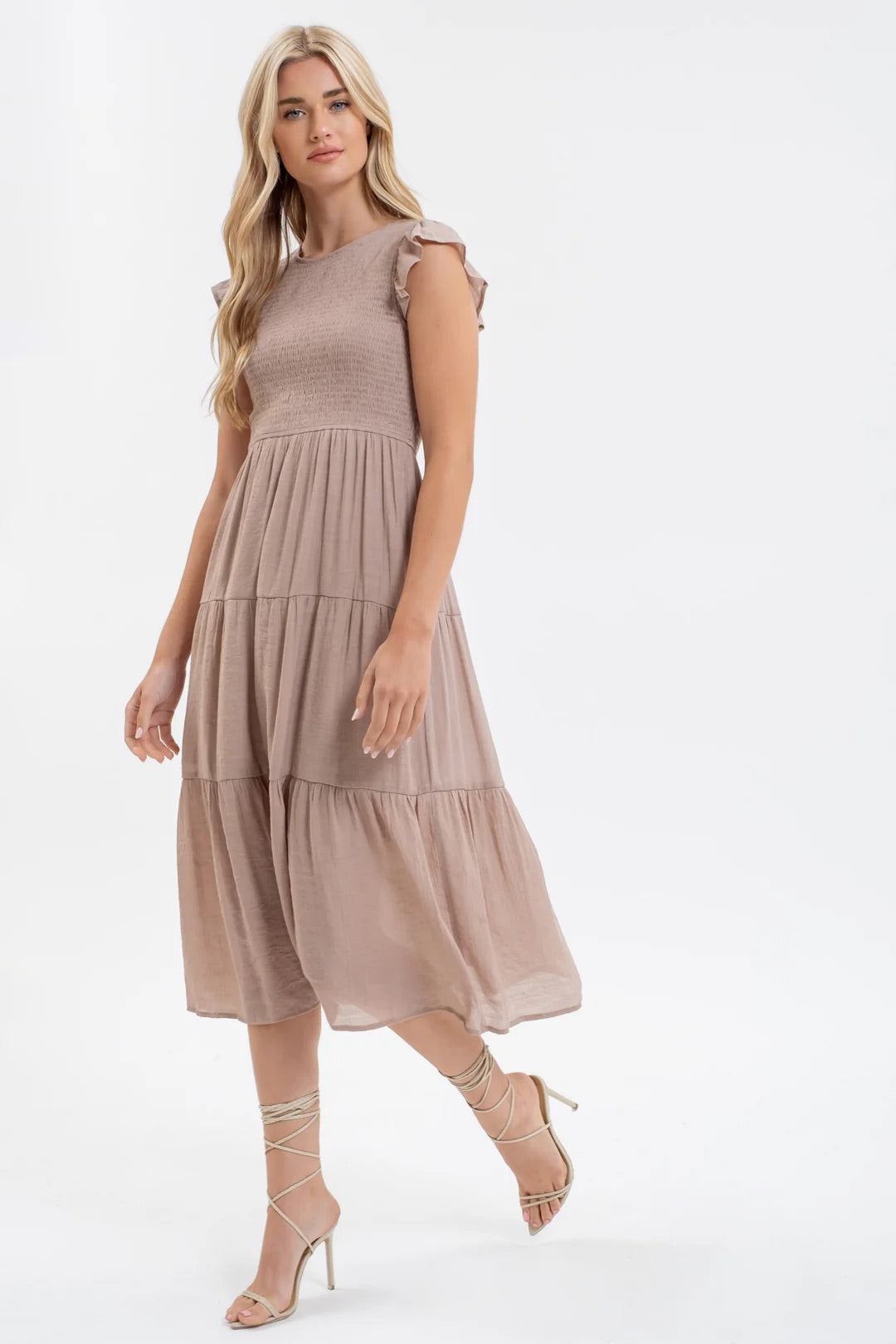 Paytin Smocked Tiered Midi Dress - Straight & Arrow Boutique
