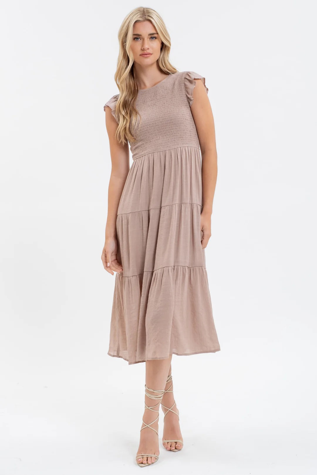 Paytin Smocked Tiered Midi Dress - Straight & Arrow Boutique