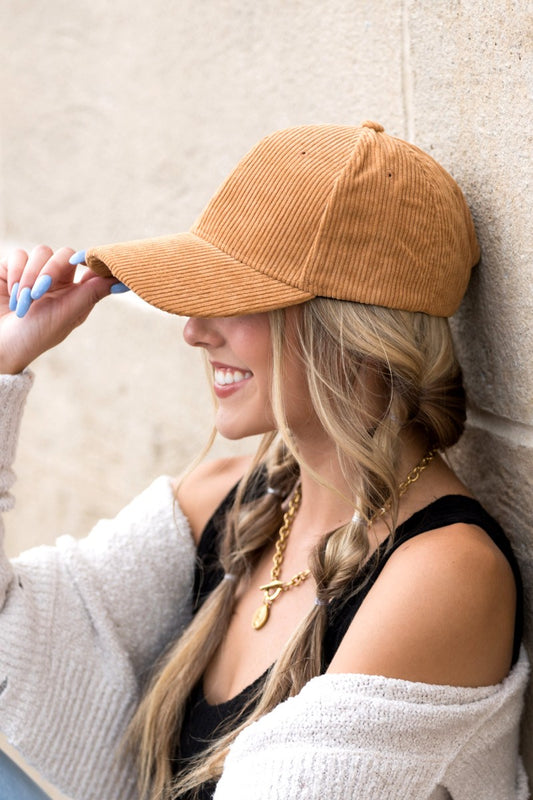 Corduroy Boyfriend Ball Cap - Straight & Arrow Boutique