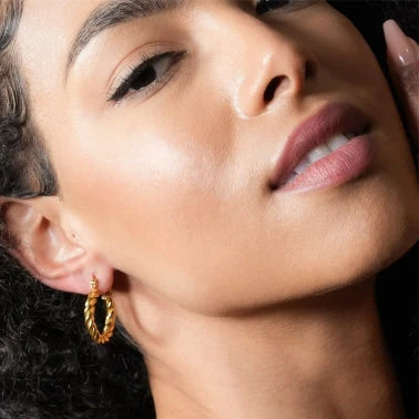 DAVANIA Texture Swirl Hoop Gold Earrings