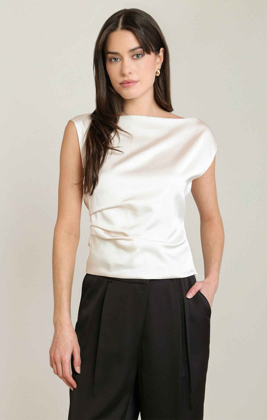 DRAPED SATIN TOP