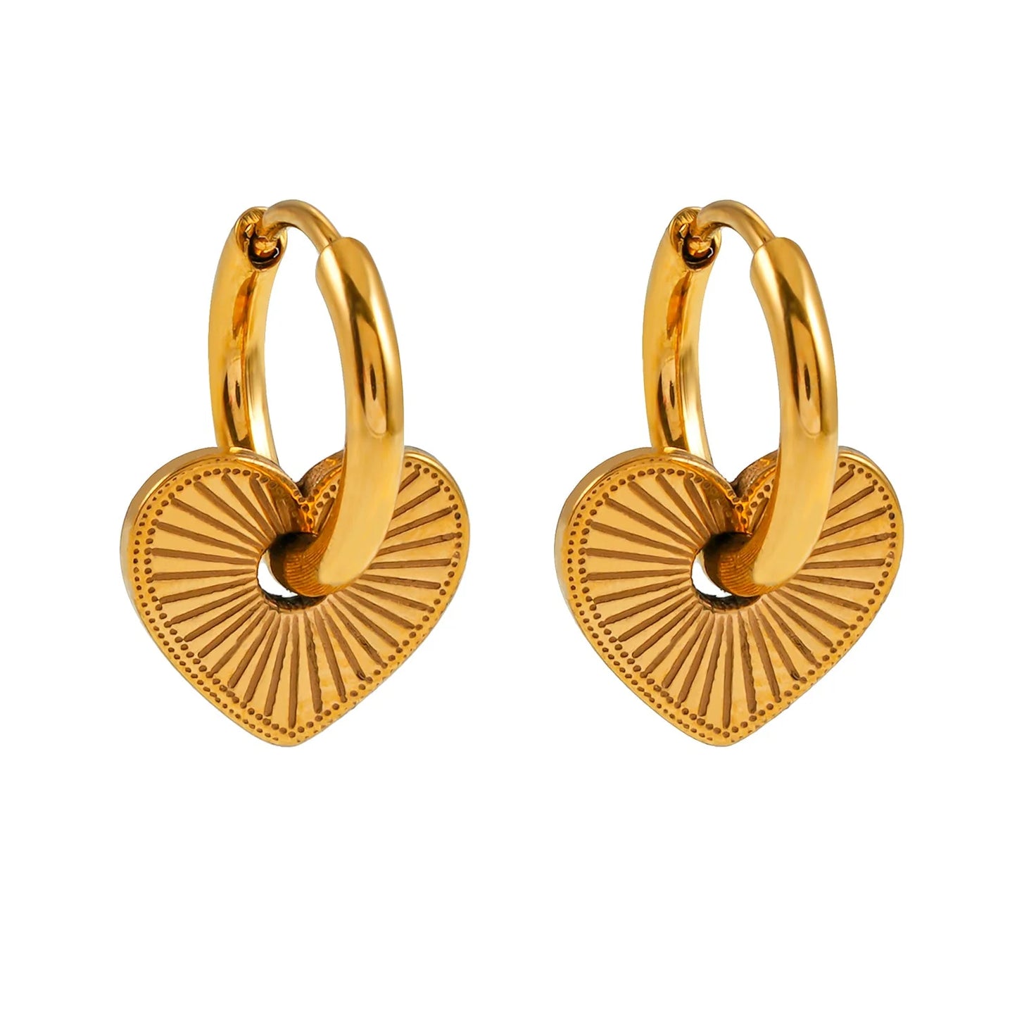 ENDEAR Heart Charm Hoop Earrings