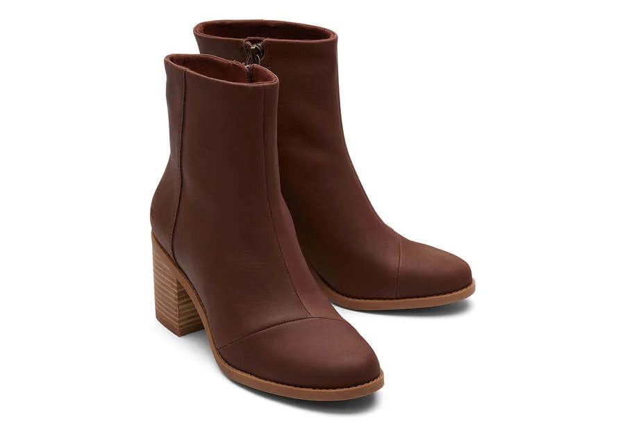 Evelyn Chestnut Leather Heeled Boot - Straight & Arrow Boutique