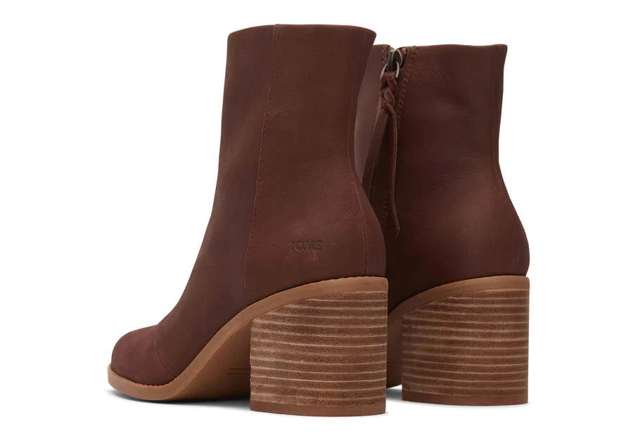 Evelyn Chestnut Leather Heeled Boot - Straight & Arrow Boutique
