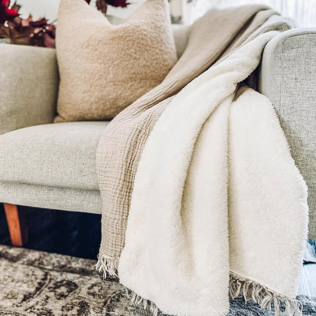 Crinkle Fleece-Lined Throw | HOME Collection