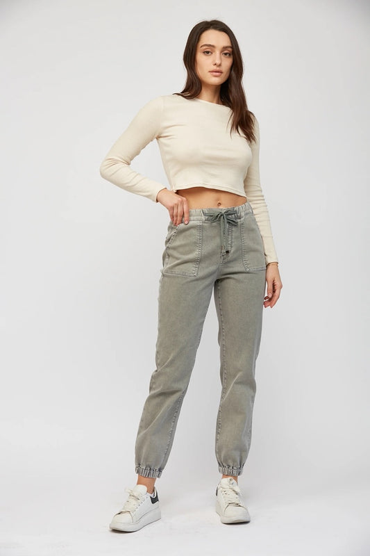 Lottie Denim Jogger - Straight & Arrow Boutique