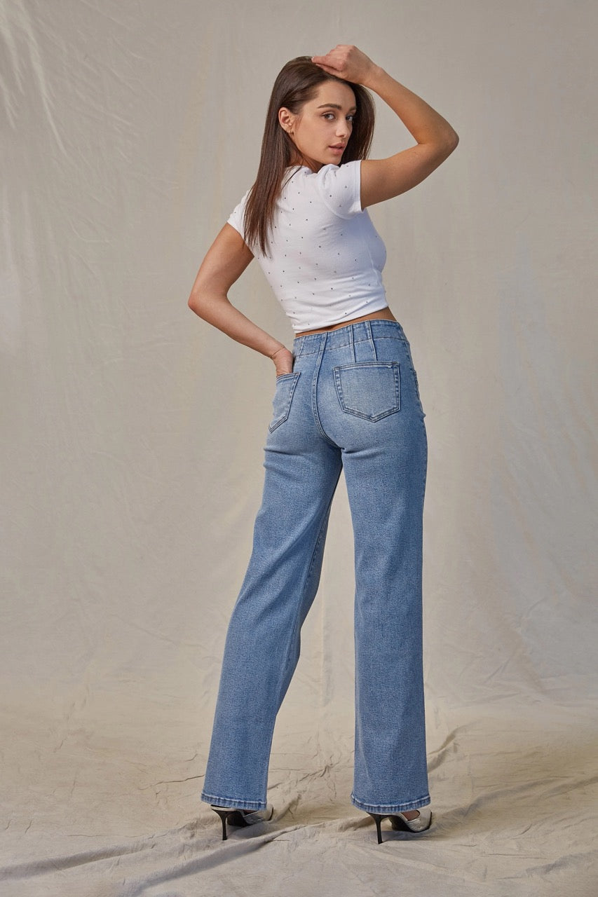 Sybil Wide Leg Denim - Straight & Arrow Boutique