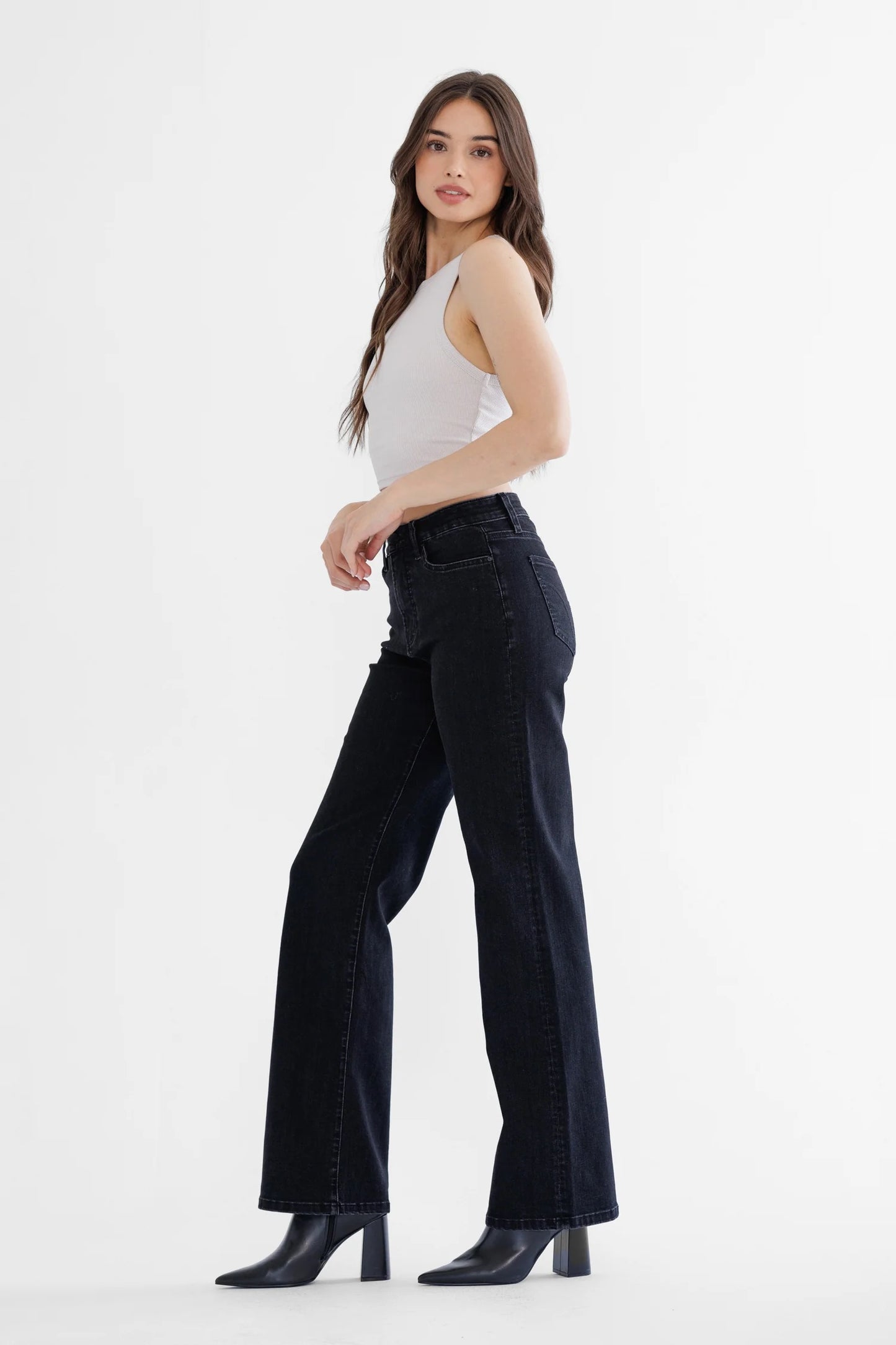 Ines Wide Leg Black Denim - Straight & Arrow Boutique
