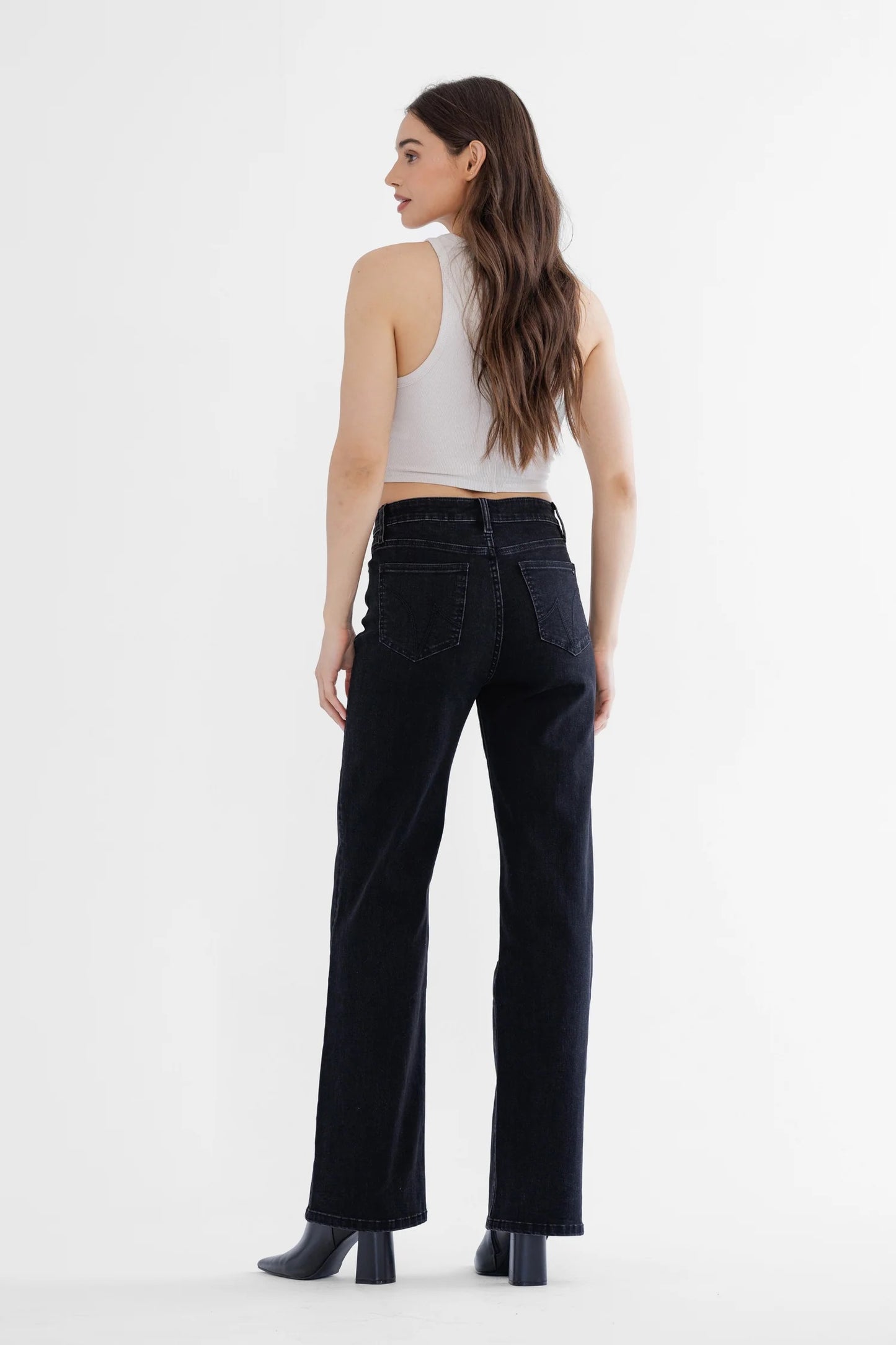 Ines Wide Leg Black Denim - Straight & Arrow Boutique