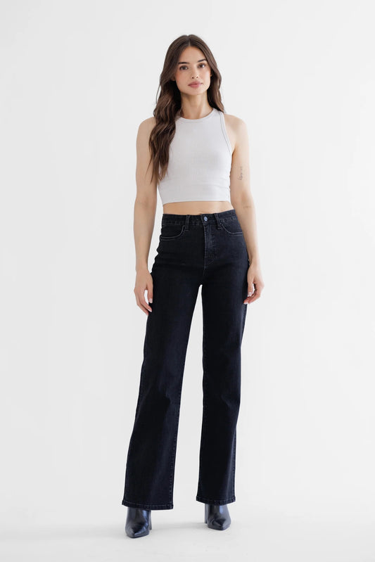 Ines Wide Leg Black Denim - Straight & Arrow Boutique