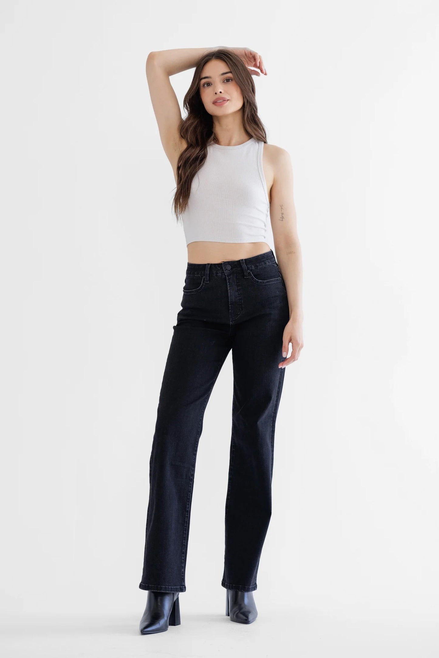 Ines Wide Leg Black Denim - Straight & Arrow Boutique