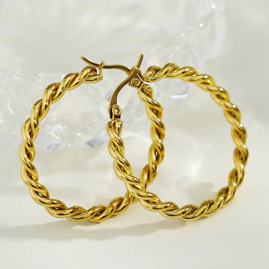 SUKI Twisted Rope Hoop Gold Earrings