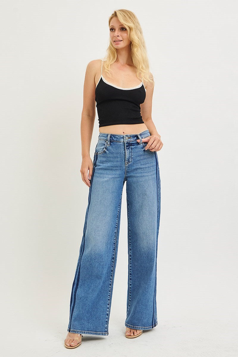 Harper Wide Leg Striped Jean
