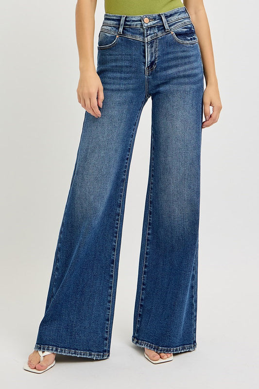 Jackie Front Yoke Wide Jeans - Straight & Arrow Boutique