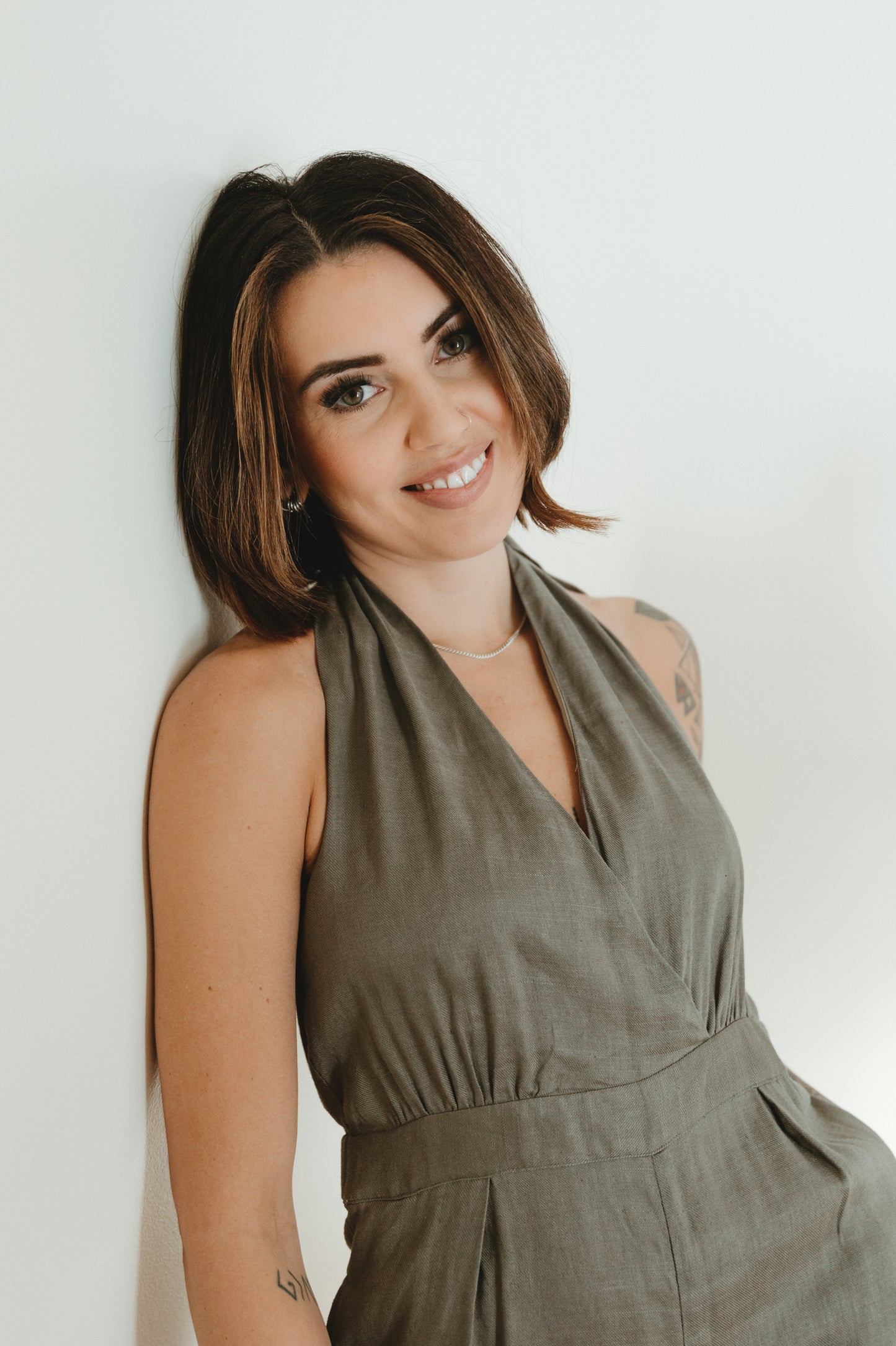 Plunging Linen Jumpsuit - Straight & Arrow Boutique