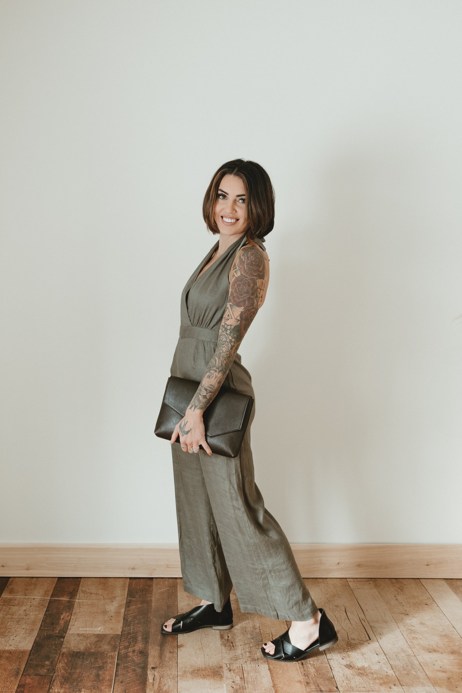 Plunging Linen Jumpsuit - Straight & Arrow Boutique
