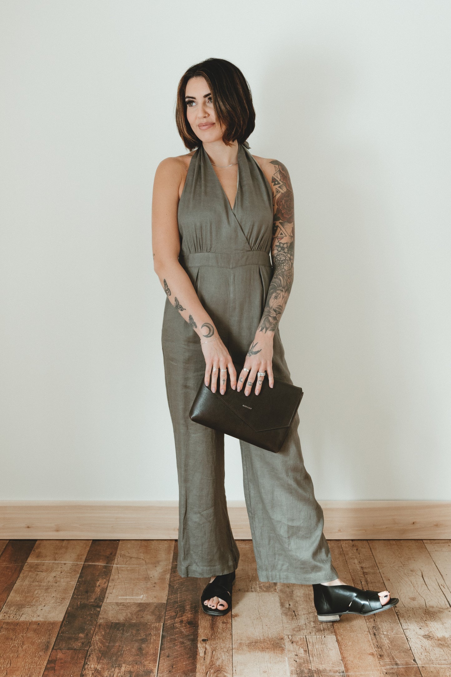 Plunging Linen Jumpsuit - Straight & Arrow Boutique