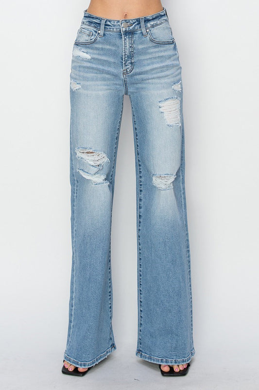 Fable Wide Leg Distressed Jean - Straight & Arrow Boutique