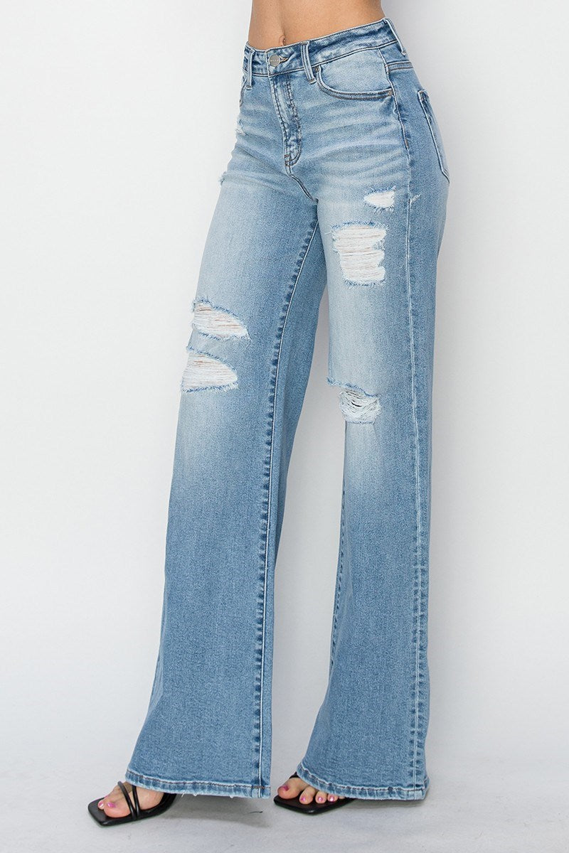 Fable Wide Leg Distressed Jean - Straight & Arrow Boutique