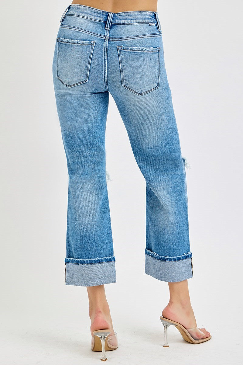 River Tummy Control Cuffed Straight Jean - Straight & Arrow Boutique