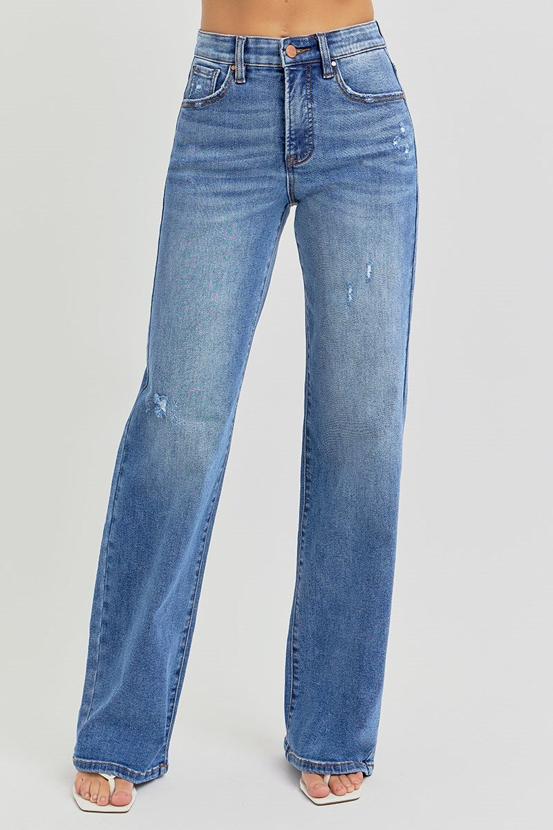Macy Wide Leg Medium Wash Jean - Straight & Arrow Boutique