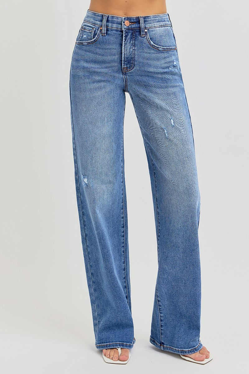 Macy Wide Leg Medium Wash Jean - Straight & Arrow Boutique