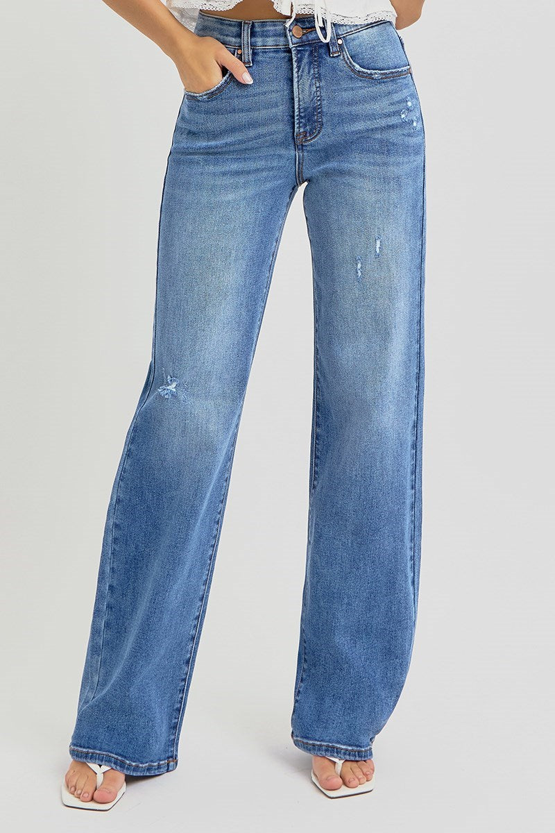 Macy Wide Leg Medium Wash Jean - Straight & Arrow Boutique
