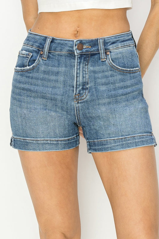 Kylie Side Slit Denim Shorts