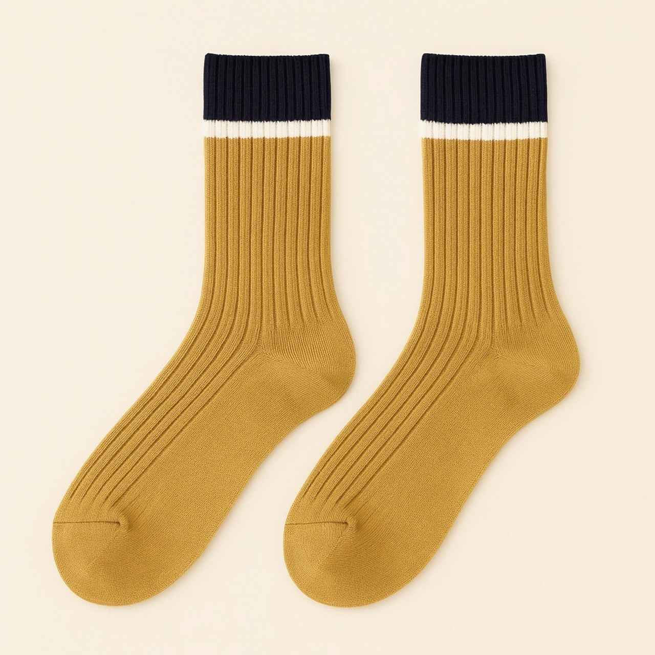Barnet Ribbed Crew Socks with Stripe Detail (2 pack)