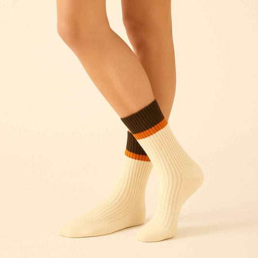 Barnet Ribbed Crew Socks with Stripe Detail (2 pack)
