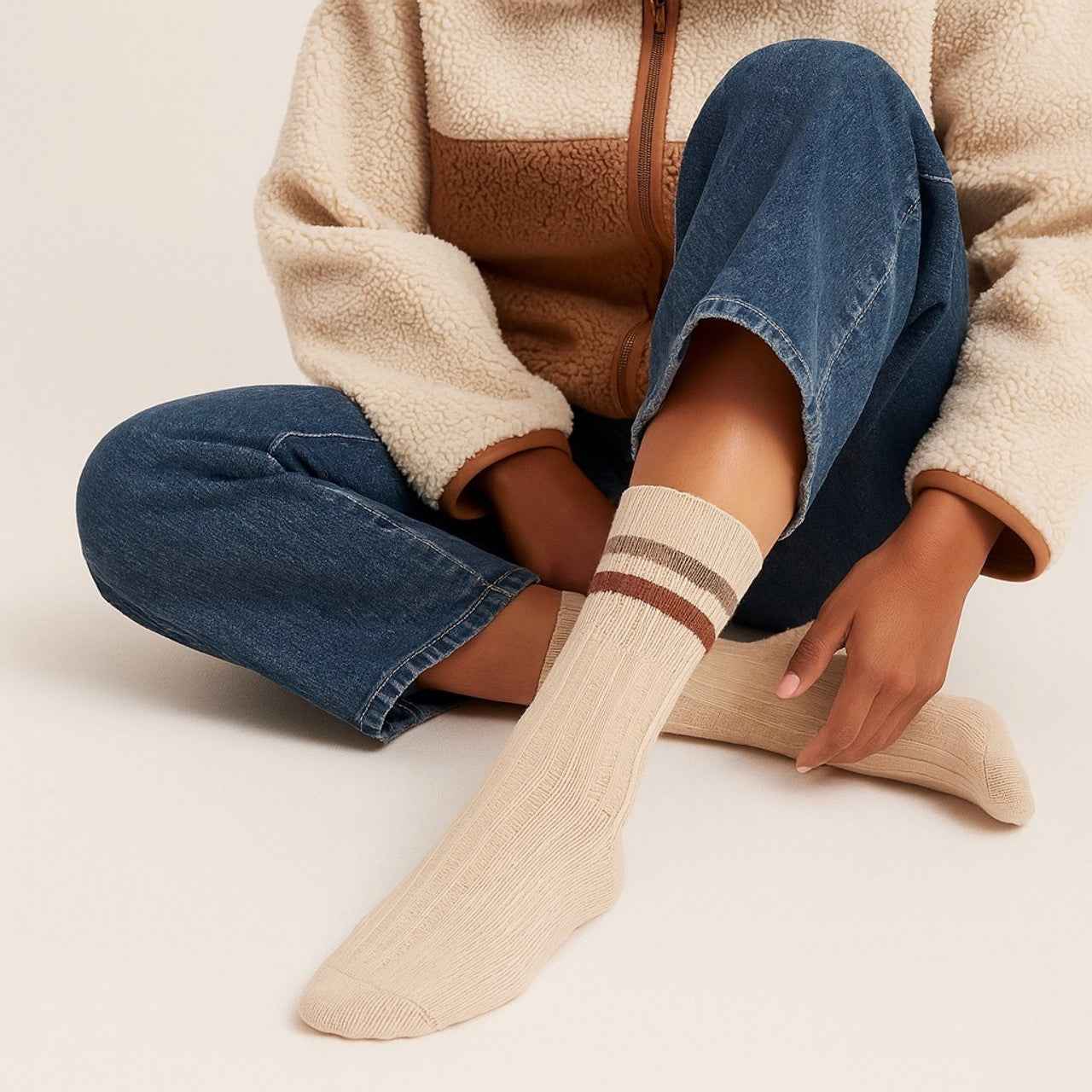 Duval Cable Knit Crew Sock