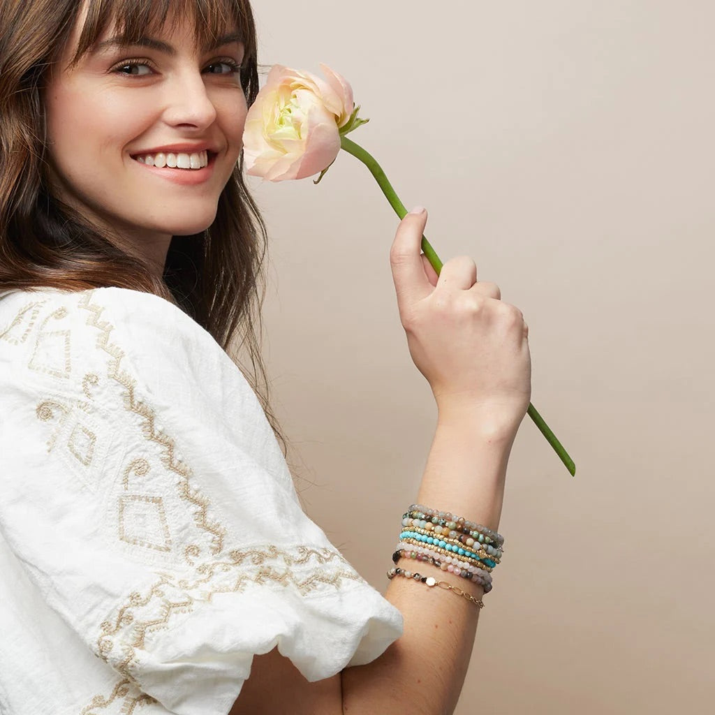 Mini Stone w/Chain Stacking Bracelet - Straight & Arrow Boutique