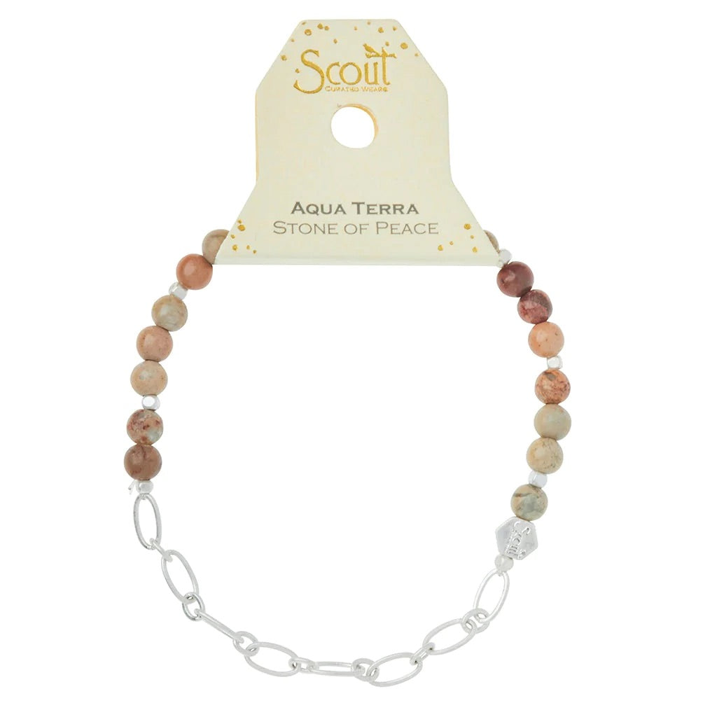 Mini Stone w/Chain Stacking Bracelet - Straight & Arrow Boutique