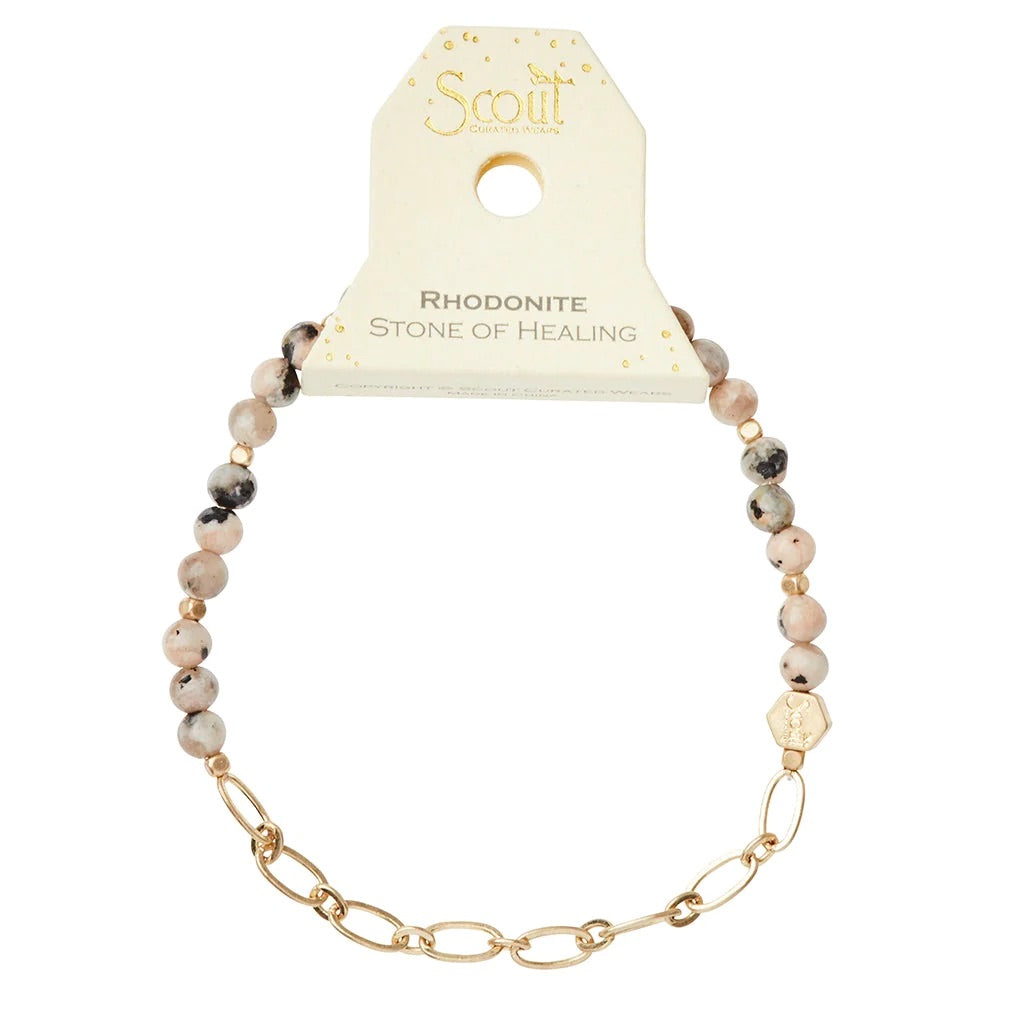 Mini Stone w/Chain Stacking Bracelet - Straight & Arrow Boutique