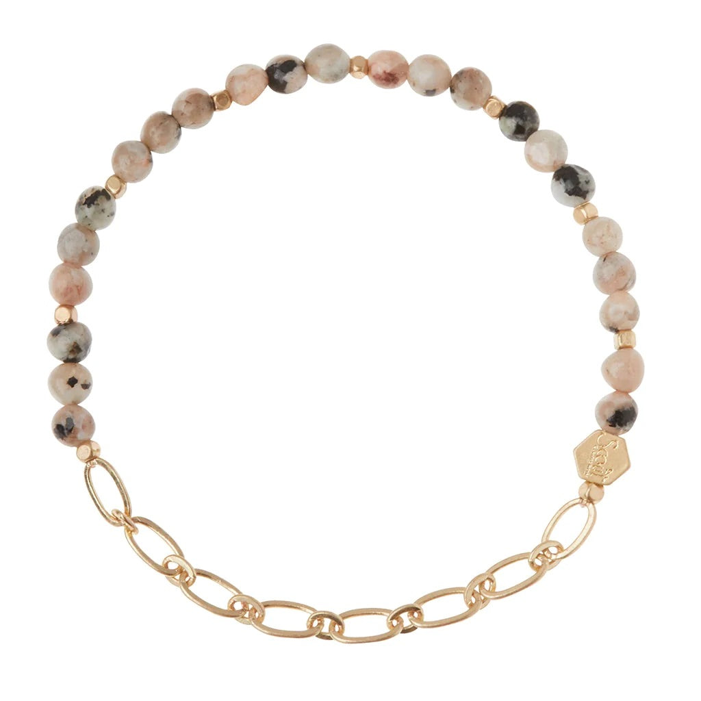 Mini Stone w/Chain Stacking Bracelet - Straight & Arrow Boutique