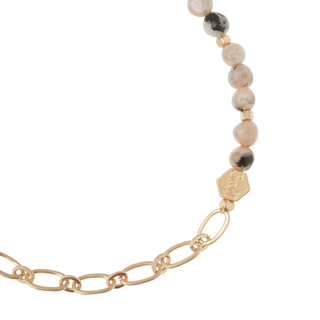 Mini Stone w/Chain Stacking Bracelet - Straight & Arrow Boutique